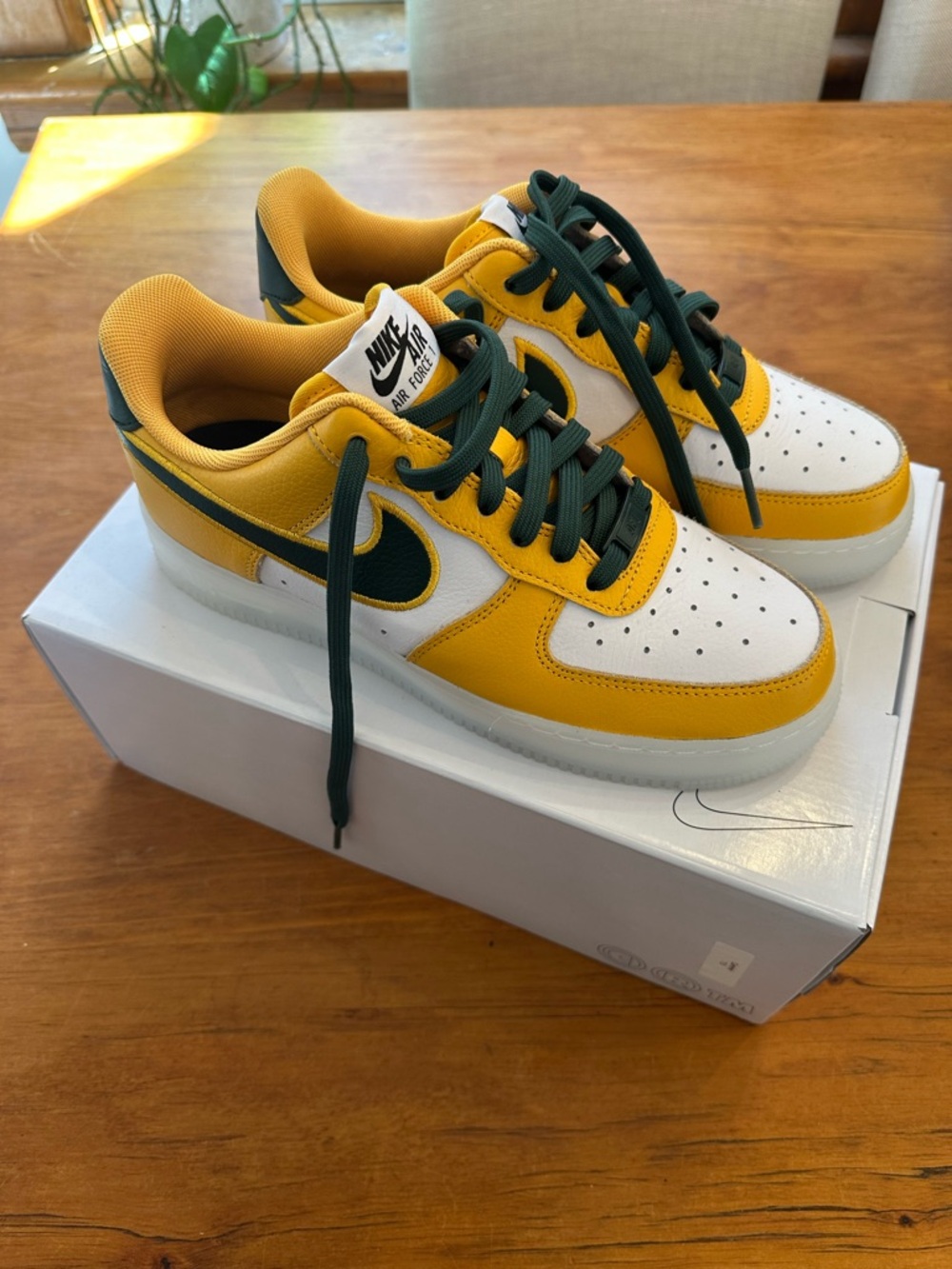 Nike Air Force 1 Low White, Yellow & Dark Green